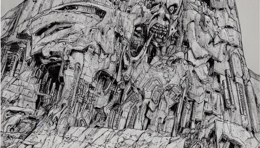 Image similar to comic book drawing of a desolate colony on mars by simon bisley, hr giger and beksinski, ink, detailed, clean lines