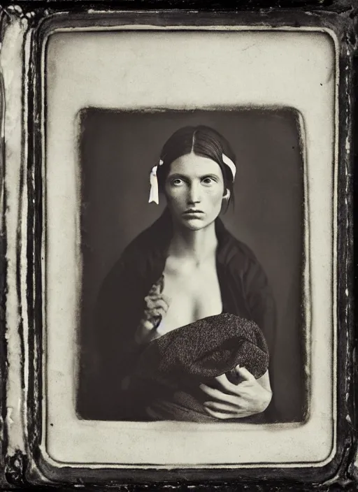 Image similar to portrait of a young women, photo realistic, elegant, award winning photograph, parallax, cinematic lighting, ambrotype wet plate collodion by richard avedon and dorothe lange and shane balkowitsch