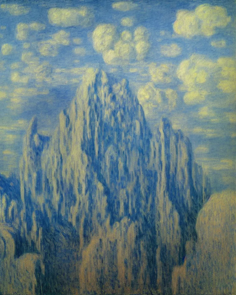 Image similar to achingly beautiful painting of incan urpu on baby blue background by rene magritte, monet, and turner. piranesi.