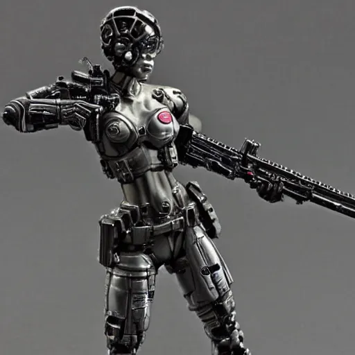 Image similar to cybernetic female supersoldier armed with laser rifle, intricate detail, royo, whealan,