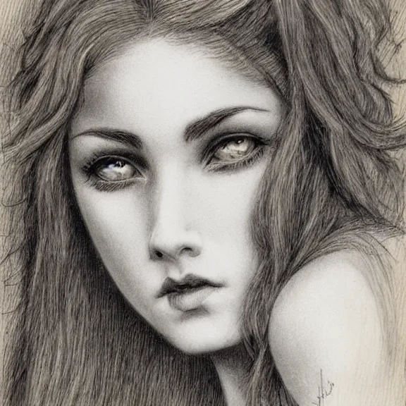 Image similar to a highly detailed portrait in the style of charles dana gibson and in the style of luis royo.