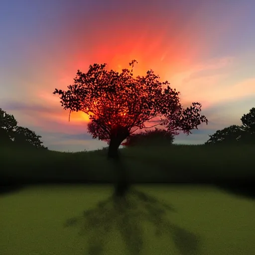 Image similar to sunset tree shadow in shape of angel