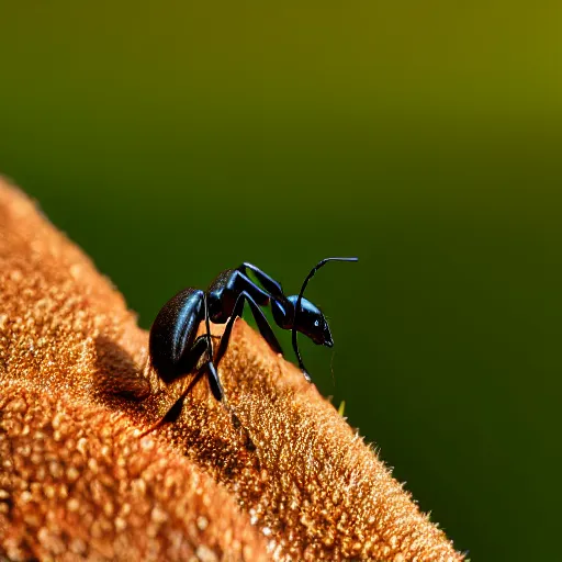 Prompt: a close - up shot of an ant overlooking a poodle of water, photography, hyperdetailed, 4 k