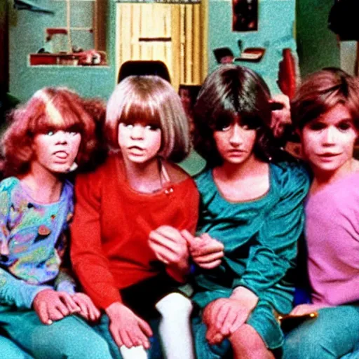 Prompt: still from 1978 live-action children's tv show about a middle-aged woman who enters an eyeball cult color