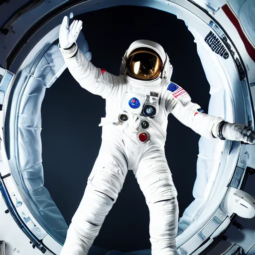 Image similar to photograph of an astronaut, black background, only arms and legs are lit, full body photo,, 8 k