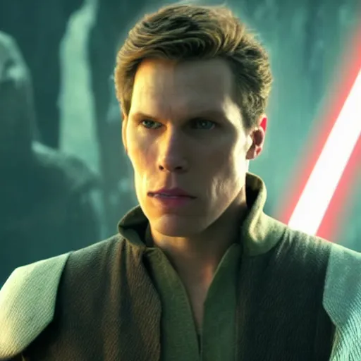 Image similar to Live Action Still of Jerma in Revenge of the Sith, real life, hyperrealistic, ultra realistic, realistic, highly detailed, epic, HD quality, 8k resolution, body and headshot, film still