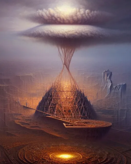 Image similar to a hyper - detailed 3 d render like a oil painting of the construction of a unified theory, surrealism!!!!! surreal concept art, lifelike, photorealistic, digital painting, aesthetic, smooth, sharp focus, artstation hd, by greg rutkowski, bruce pennington, valentina remenar and asher duran,