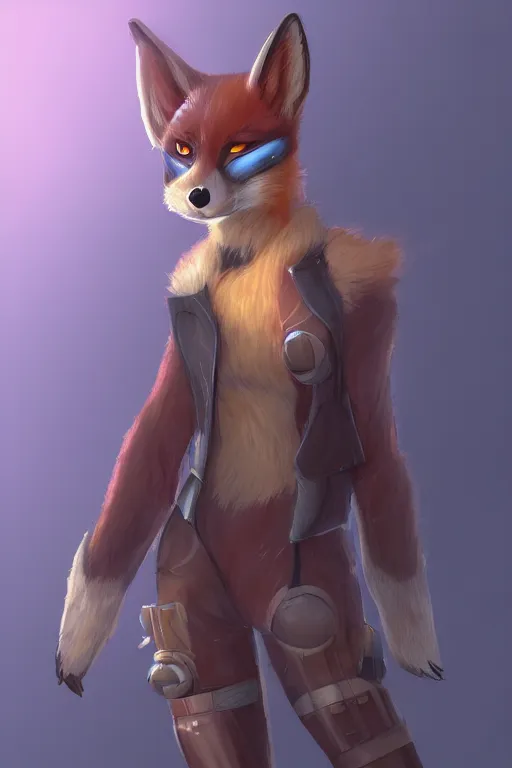 Image similar to a fox fursona, trending on artstation, by kawacy, furry art, digital art, cyberpunk, high quality, backlighting