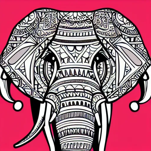 Prompt: A portrait of an elephant, sticker, highly detailed, colorful, illustration, smooth and clean vector curves, no jagged lines, vector art, smooth