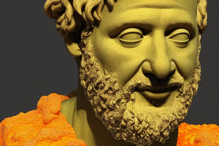 Prompt: Aristotle by Lynda Benglis, octane render, transparent, zoomed out, orange backgorund, pastel colours, 4k, 8k