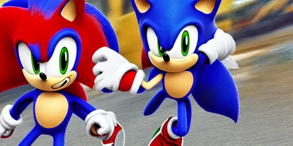 Image similar to sonic the hedgehog going faster than the speed of sound