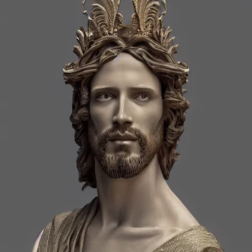 Image similar to an extremely detailed sculpture of a ridiculously good looking jesus that looks like a jewish gigachad as the christo redentor, long curly hair, elegant ancient greek dress, very detailed, rio de janeiro, beautiful, intricate, cinematic, artstation, william bouguereau, alphonse mucha, greg rutkowski, rossdraws, octane render