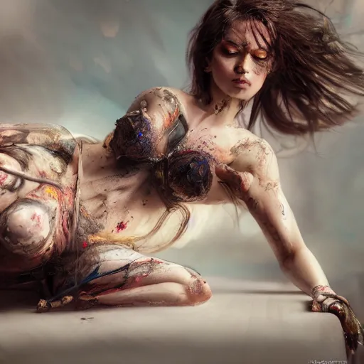 Prompt: full body pose, hyperrealistic mixed media painting of a beautiful seductive woman, dim volumetric lighting, 8 k, octane beautifully detailed render, extremely hyper detailed, intricate, epic composition, cinematic lighting, masterpiece, trending on artstation, very very detailed, masterpiece, stunning, hdr, smooth, sharp focus, high resolution, award, winning photo, dslr, 5 0 mm
