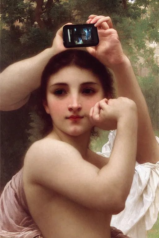 Image similar to iphone selfie by bouguereau