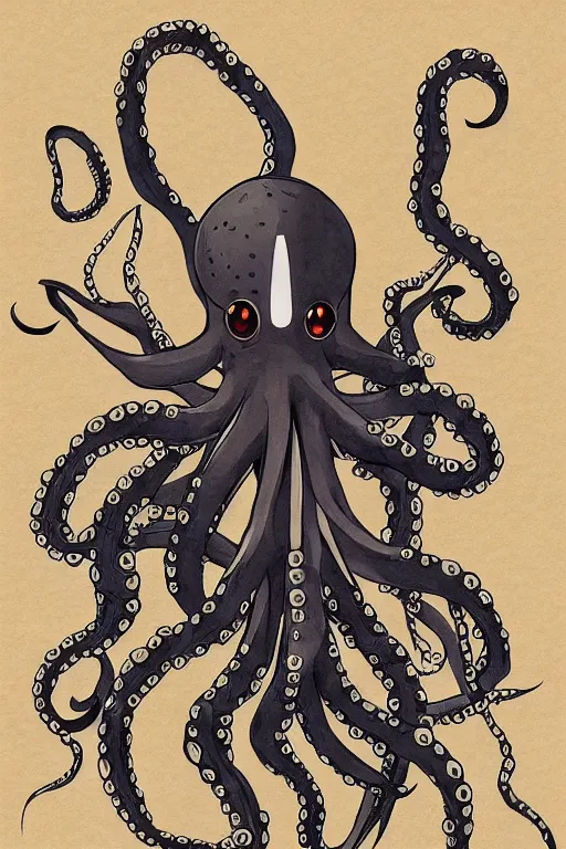 Image similar to professional anime rendering of an octopus dressed as a ninja. intricate, anime manga style, trending on art statio.