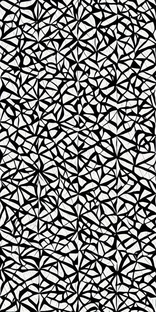 Image similar to highly detailed beautiful black and white geometric pattern, by escher, hexagon, triangle, sacred geometry, sharp angles, symmetry, sharp focus, blueprint