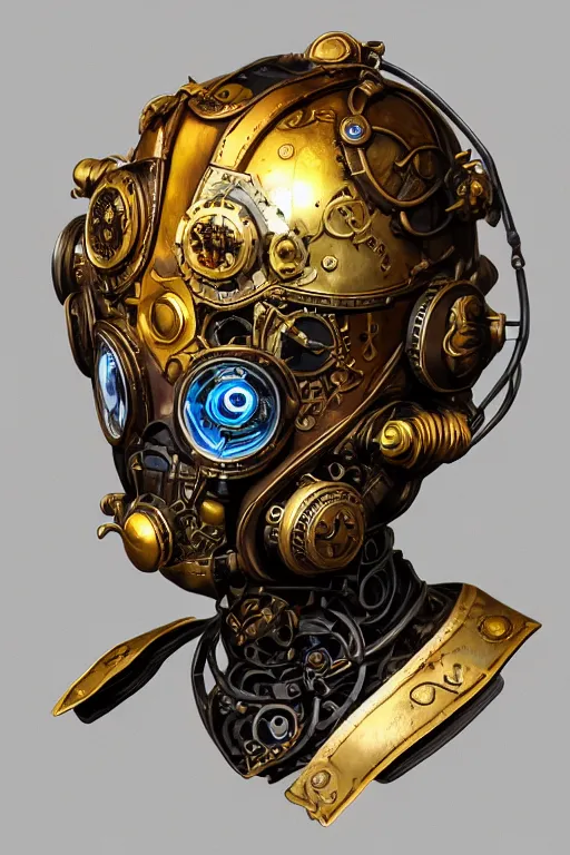 Image similar to steampunk helmet fantasy art mask robot ninja stylized digital illustration sharp focus, elegant intricate digital painting artstation concept art global illumination ray tracing advanced technology chaykin howard and campionpascale and cooke darwyn and davis jack