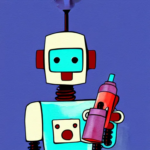 Image similar to a robot holding a t - shirt, digital art, illustration, water color