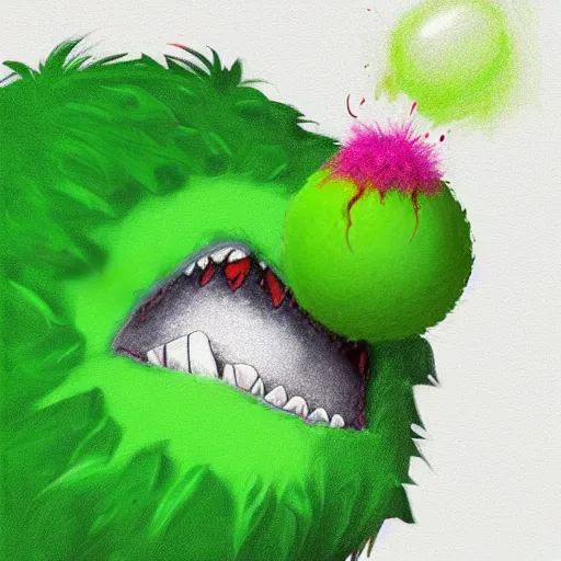 Image similar to a portrait of a tennis ball monsters, digital art, fantasy, magic, chalk, trending on artstation, ultra detailed, professional illustration by basil gogos