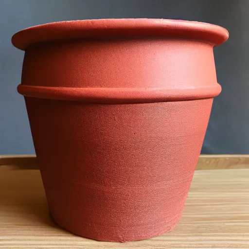 Prompt: Red Conical clay pot