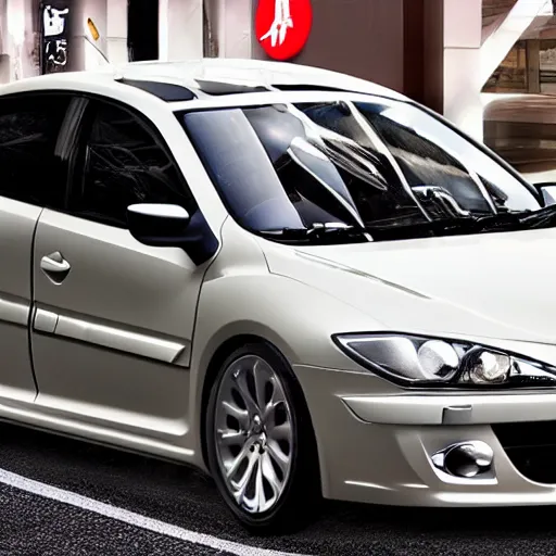 Prompt: renault laguna customized in tokyo, japanese style custom, lightning, wide angle view