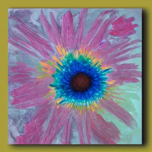 Prompt: impasto eye in a flower