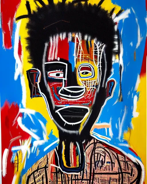 Image similar to A extremely highly detailed majestic hi-res beautiful immaculate head and shoulders award winning painting masterpiece of the face of a strong black african man by Jean-Michel Basquiat, 8k, high textures, hyper sharp, insanely detailed and intricate, super detailed, 8k HDR high quality