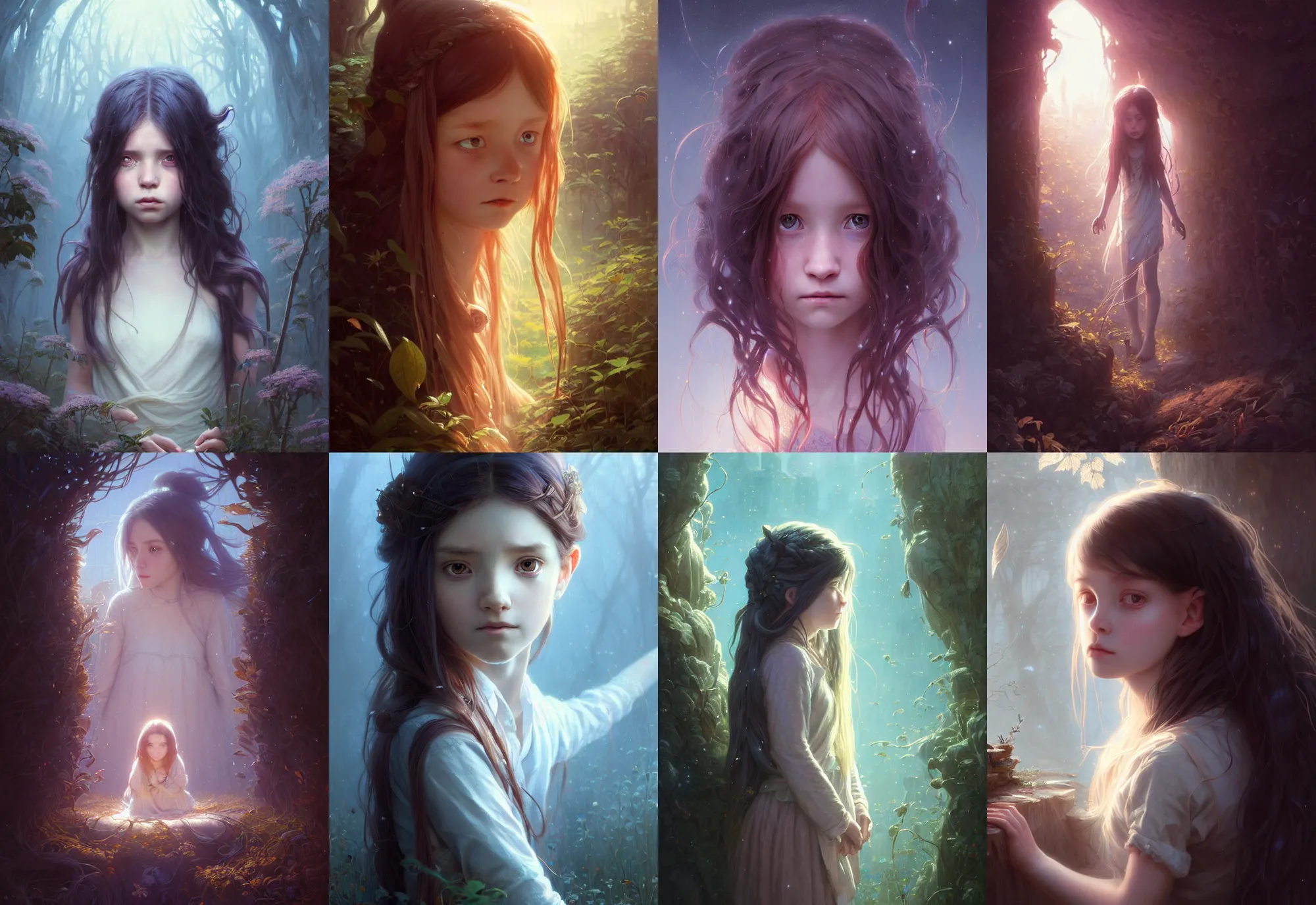 Prompt: highly detailed portrait of a frightened little girl with long hairs, stephen bliss, unreal engine, fantasy art by greg rutkowski, loish, rhads, ferdinand knab, makoto shinkai and lois van baarle, ilya kuvshinov, rossdraws, tom bagshaw, alphonse mucha, global illumination, radiant light, detailed and intricate environment