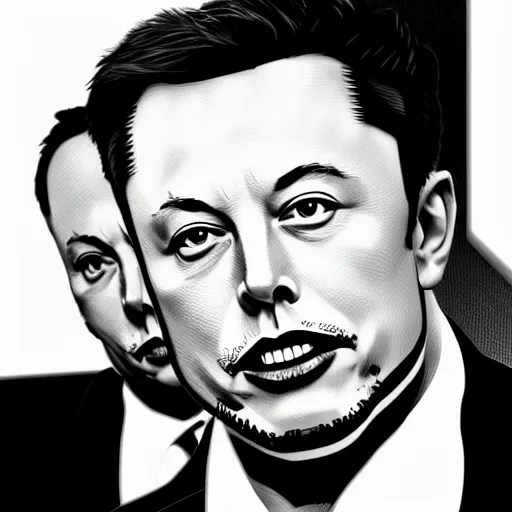 Image similar to realism illustration of elon musk