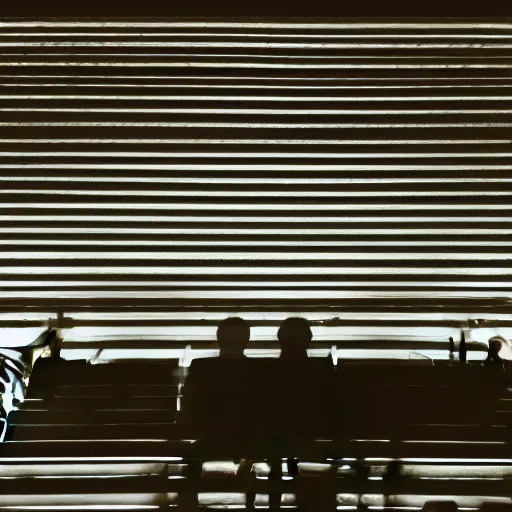 Image similar to Two male silhouettes on an empty theatre stage, polaroid picture, colour, bright, motion blur