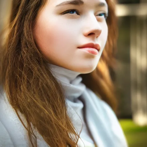 Image similar to a very beautiful!! young woman is posing for a photograph, petzval lens. symetric face. sharp face. near a window. featured on flickr, art photography, photo taken with provia,