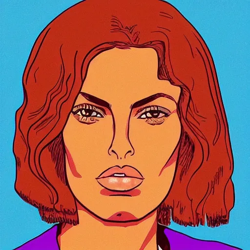 Image similar to “ eva mendes retro minimalist portrait by jean giraud, moebius starwatcher comic, 8 k ”