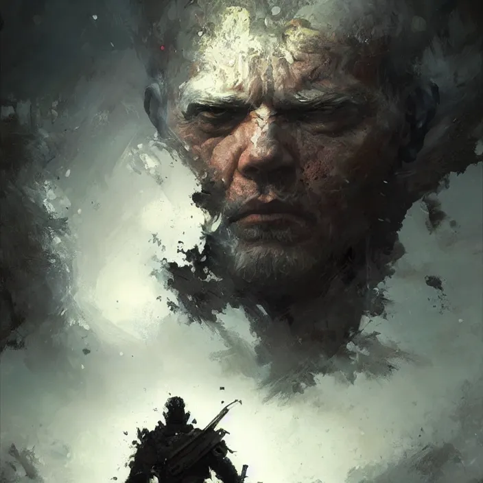 Image similar to 4k, portrait of a killer, art by greg rutkowski, art by craig mullins, art by thomas kincade, art by Yoshitaka Amano