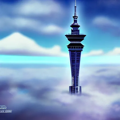 Prompt: auckland sky tower, fantasy, digital art, evil