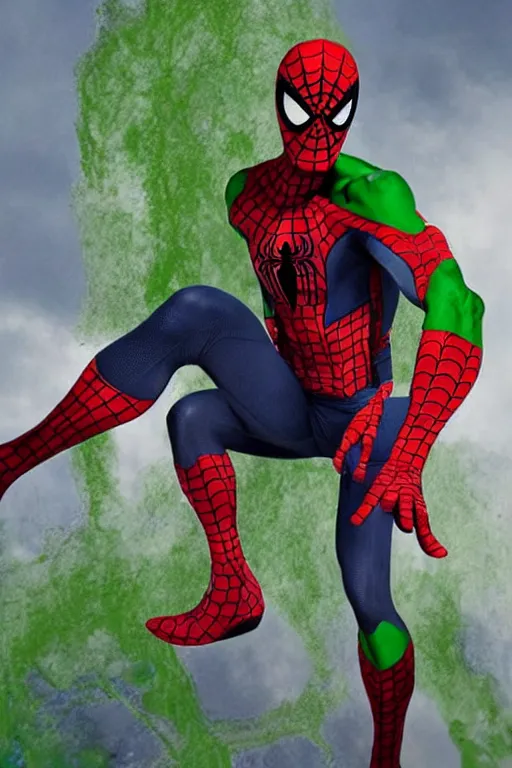 Prompt: a cross between spider man and green goblin