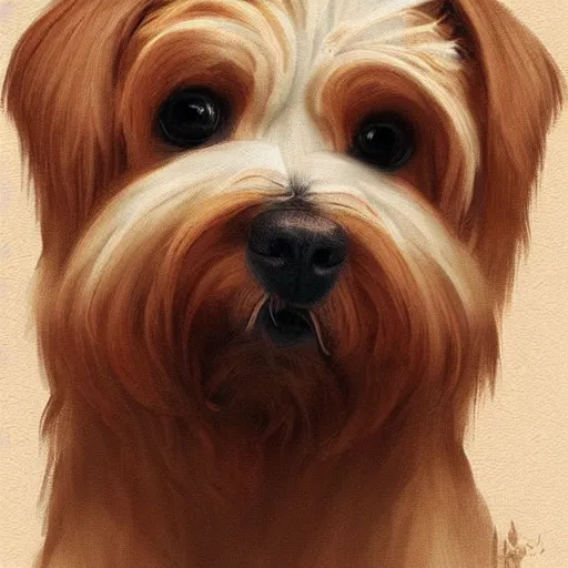 Image similar to a maltese terrier, concept art by guillermo martinez, artstation, golden hour, golden ratio portrait