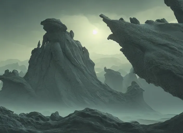 Image similar to a alien landscape in the style of midjourney, 8 k, unreal engine, zbrush,