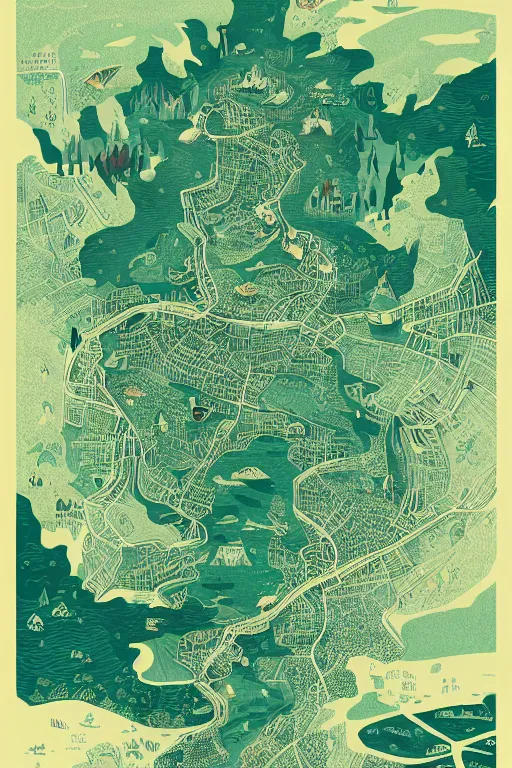 Image similar to a poster with a map on it, poster art by victo ngai, behance contest winner, environmental art, lovecraftian, intricate, infographic, marginalia, unreal engine, epic