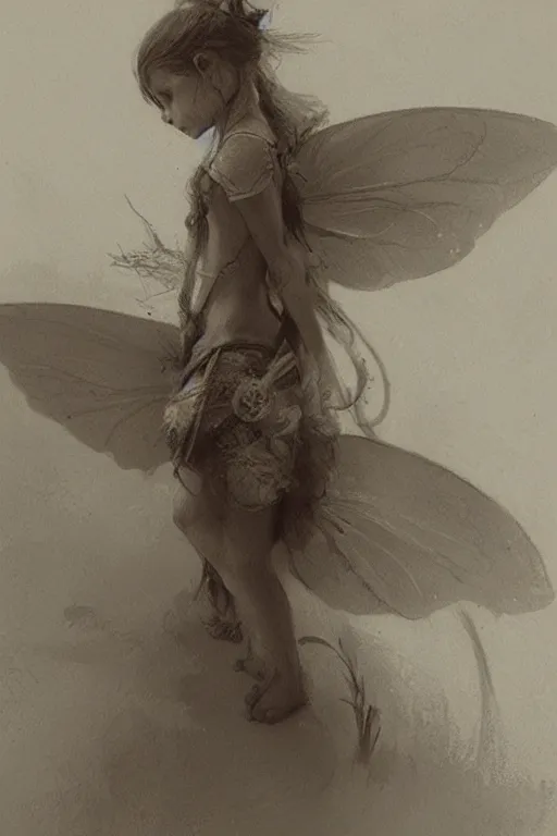 Image similar to Concept art of a little fairy by Even Amundsen, pencil