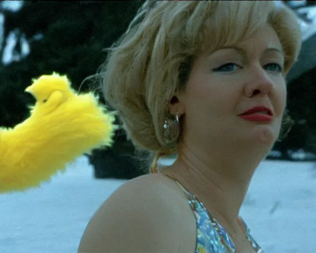 Prompt: still of Big Bird in The Day After Tomorrow (2004)