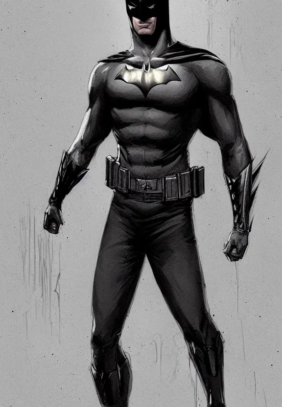 Image similar to a cute calm handsome young adult male muscular slim blu skin batman with grey light tight clothes concept art in the style of lee bermejo and greg rutkowski