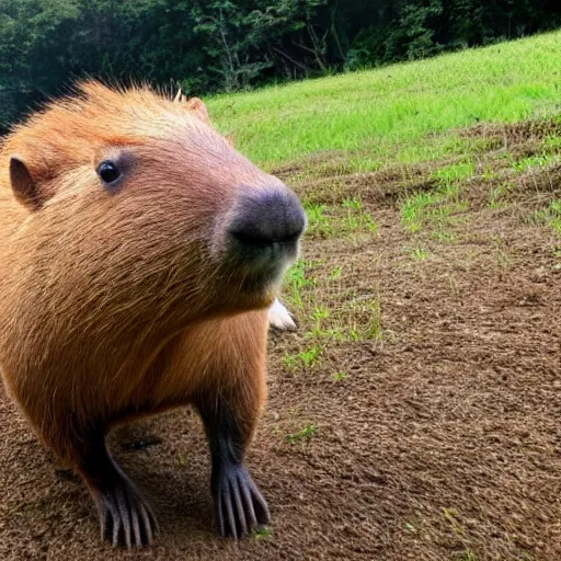 Image similar to a picture of a capybara mechanically enhanced by the combine