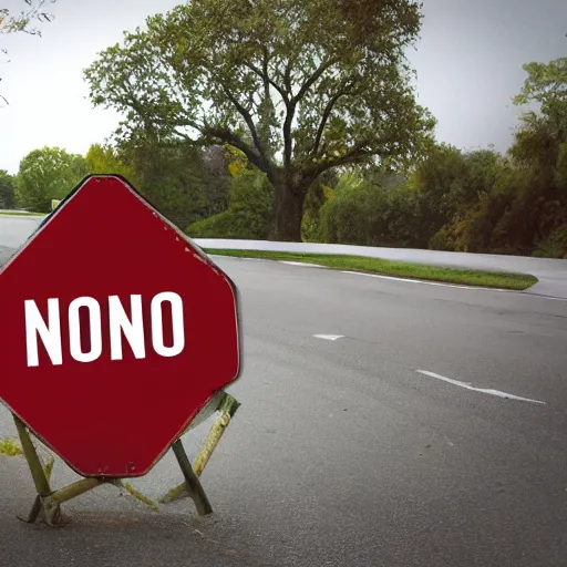 Prompt: big sign that say no