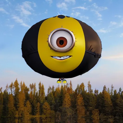 Image similar to minion blimp realstic photo