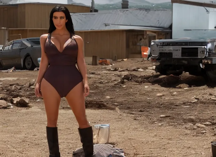 Prompt: movie still of kim kardashian in the tv show better call saul.