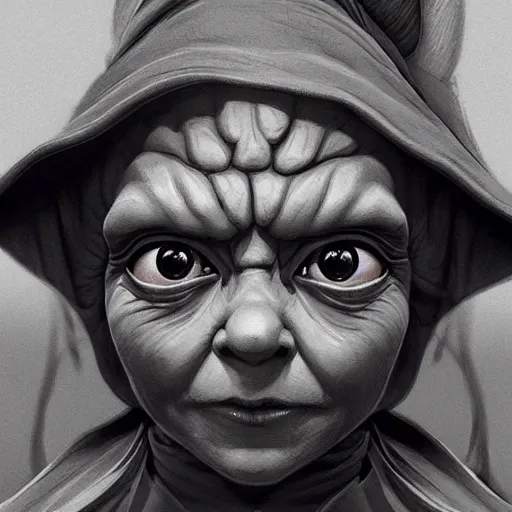 Image similar to yoda, female, jedi master, wearing the traditional jedi robe, beautiful and uniquely odd looking, detailed symmetrical close up portrait, intricate complexity, in the style of artgerm and ilya kuvshinov, magic the gathering, star wars art,