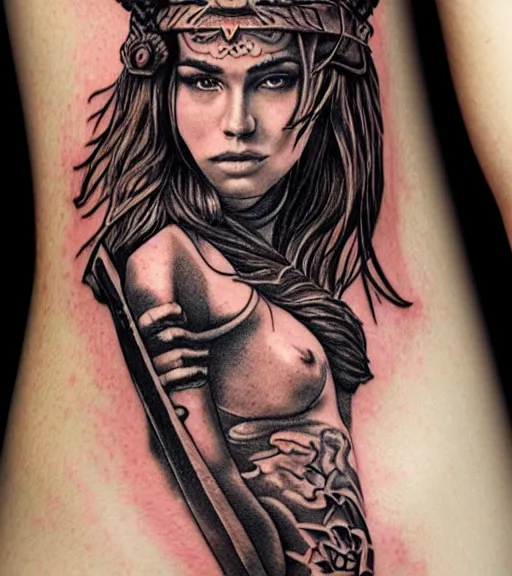 Simplified Xena the Warrior Princess logo tattoo done by Amber of Amber  Tattoo Basel  rtattoo