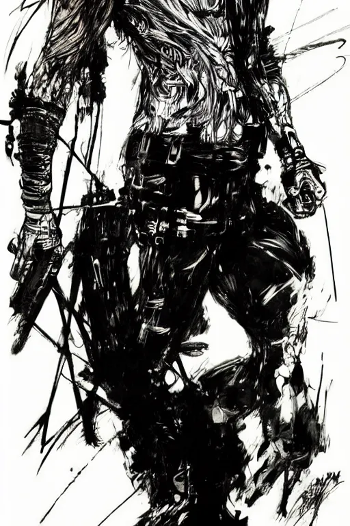 Image similar to full body portrait of nick cave, concept art, sumi - e style, intricate linework, artstation, trending, highly detailed, smooth, focus, art by yoji shinkawa and glenn fabry,