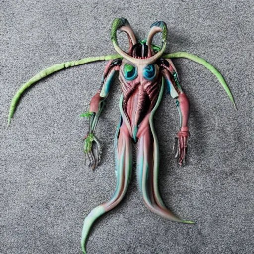 Image similar to cute xenomorph action figure, pastel colors, home display, high quality photo