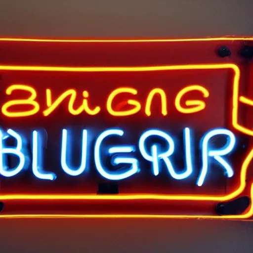 Prompt: a neon sign of a burger